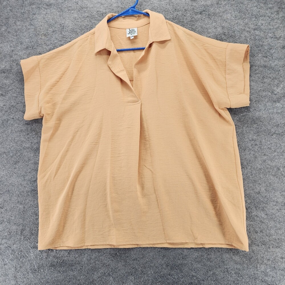 Ivy Jane Shirt Womens S/M V Neck Short Sleeve Orange